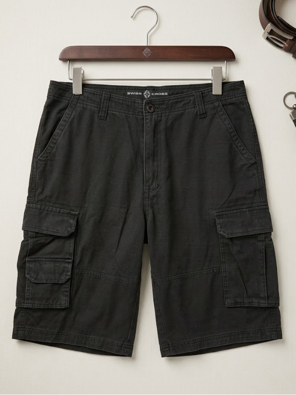 Swiss Cross Cotton Cargo Shorts